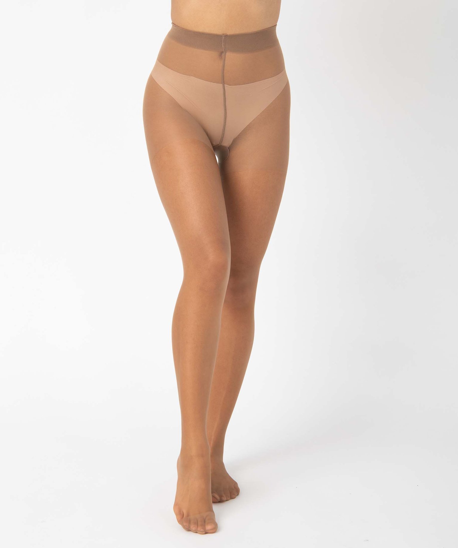 Collant femme en voile effet brillant beige | GEMO