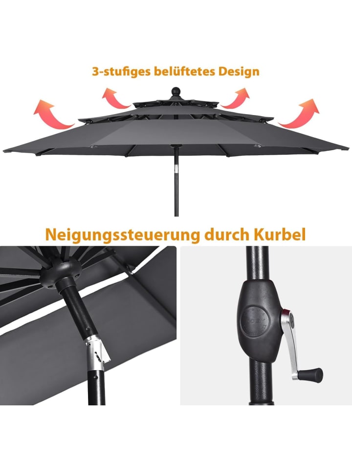 COSTWAY 300cm Sonnenschirm in Anthrazit günstig kaufen onesize