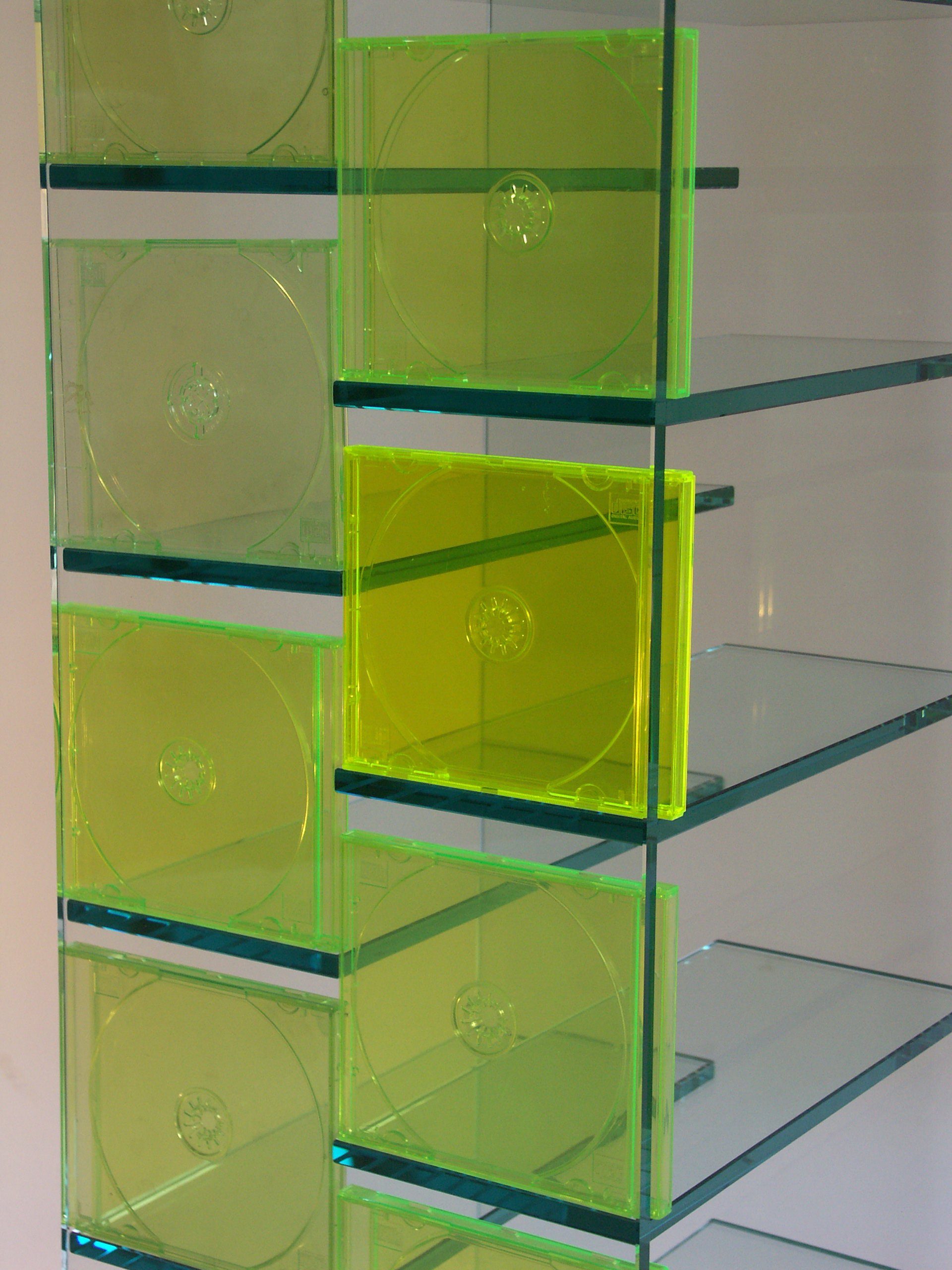 Paul Snajdar Glasmöbel Manufaktur CD-Regal Media Glas CD Regal JANUS 125 cm Archiv drehbar DVD Blu-ray, Auch für DVD´s oder Mix CD`s + DVD´s lieferbar Preise auf Anfrage