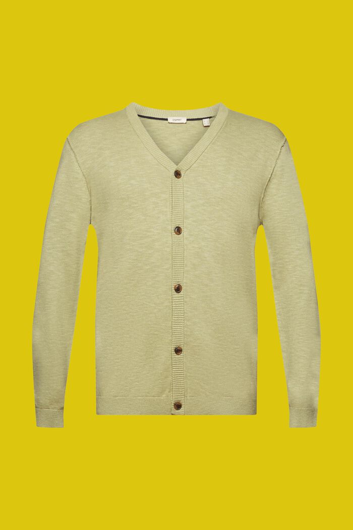 Cardigan mit V-Ausschnitt, Baumwoll-Leinenmix