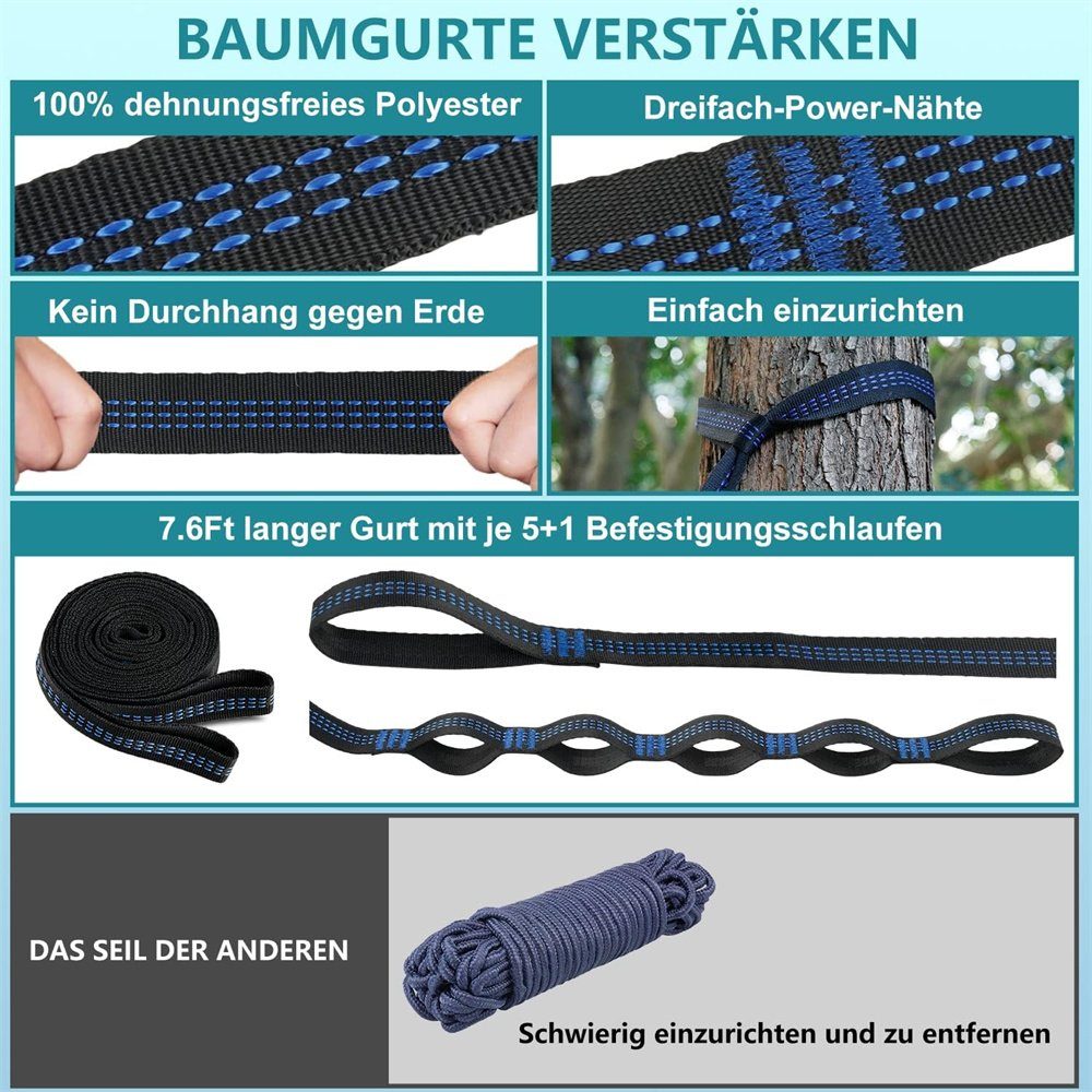 Runxizhou Hängematte Hängematte Outdoor, Camping Hängematte, 200kg Tragkraft 270x140cm (1 St)