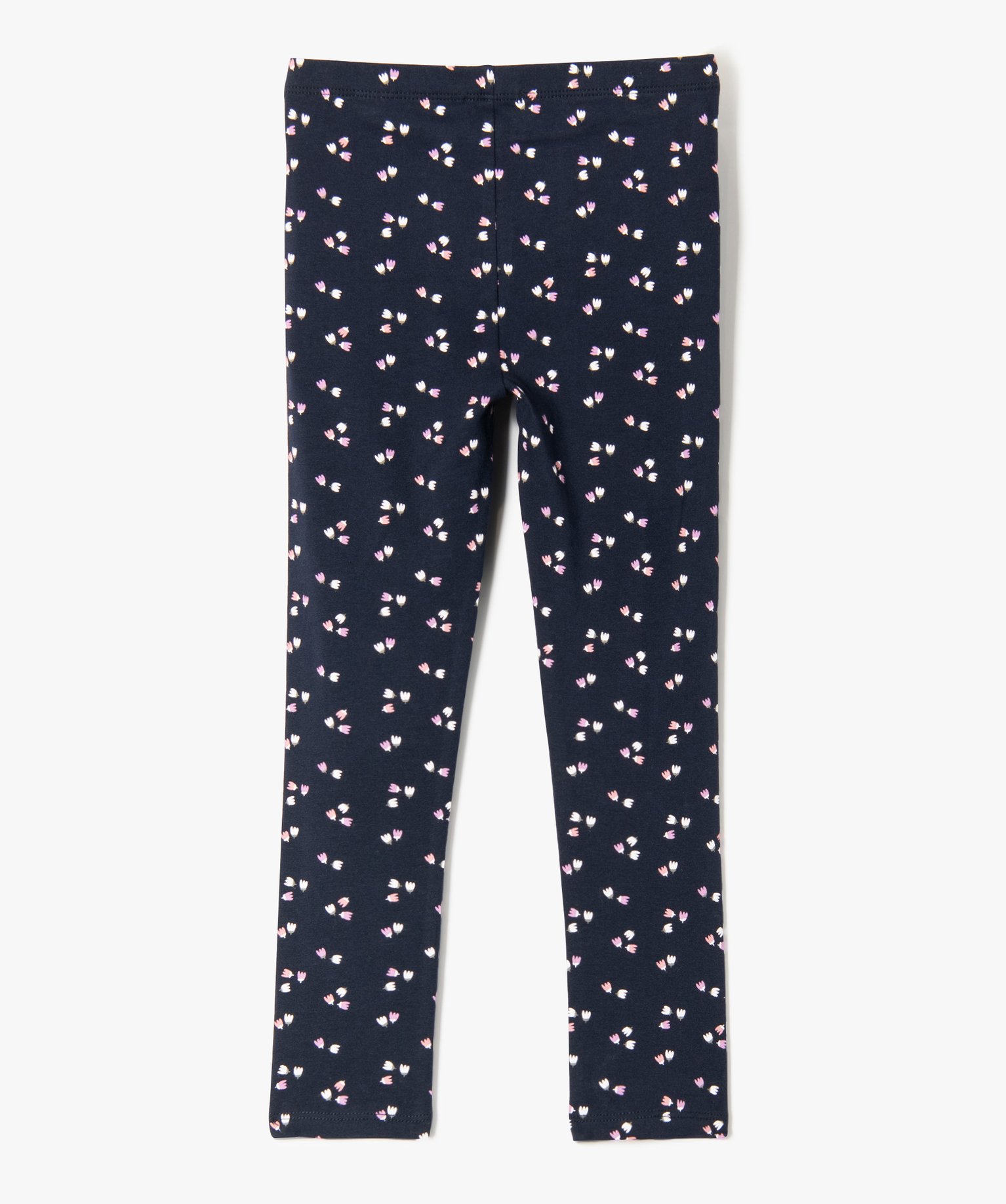 Leggings imprimé en coton extensible fille marine | GEMO