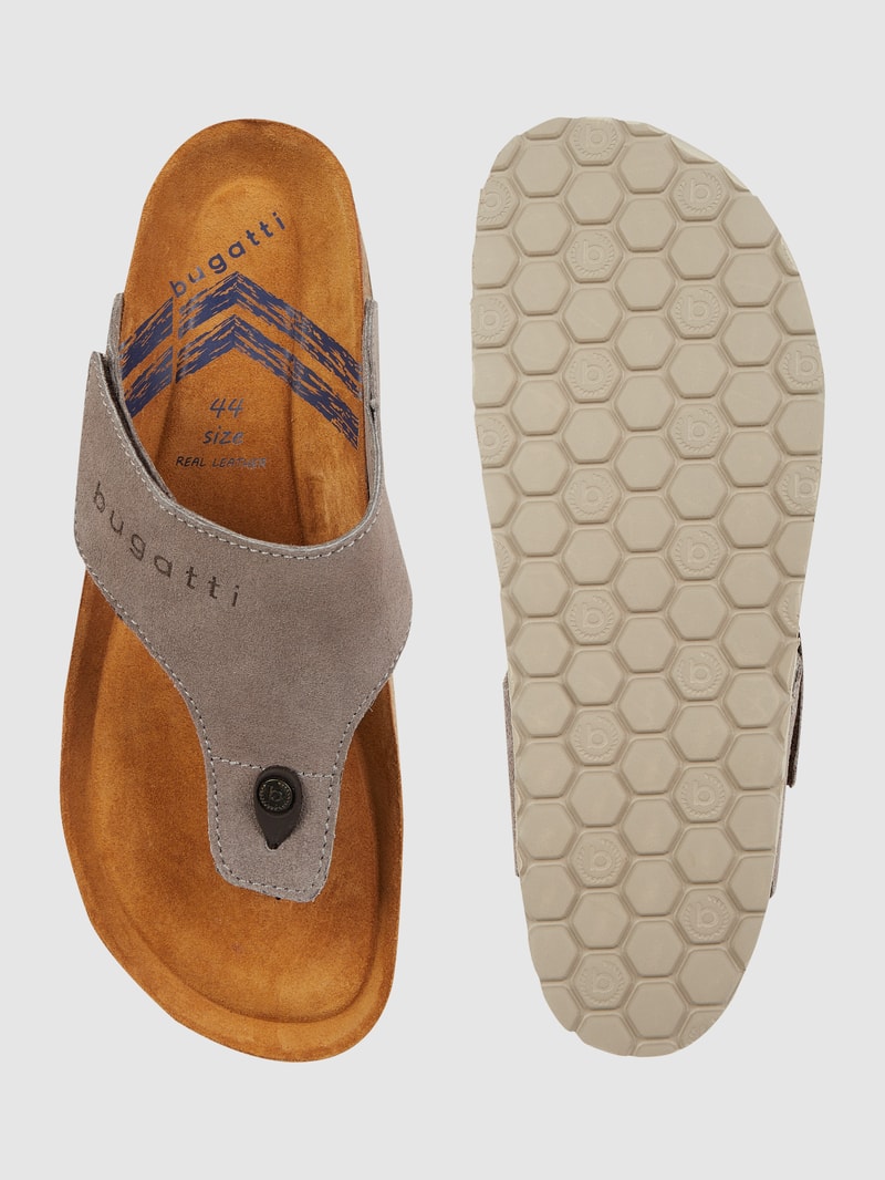 Zehentrenner aus Veloursleder in taupe