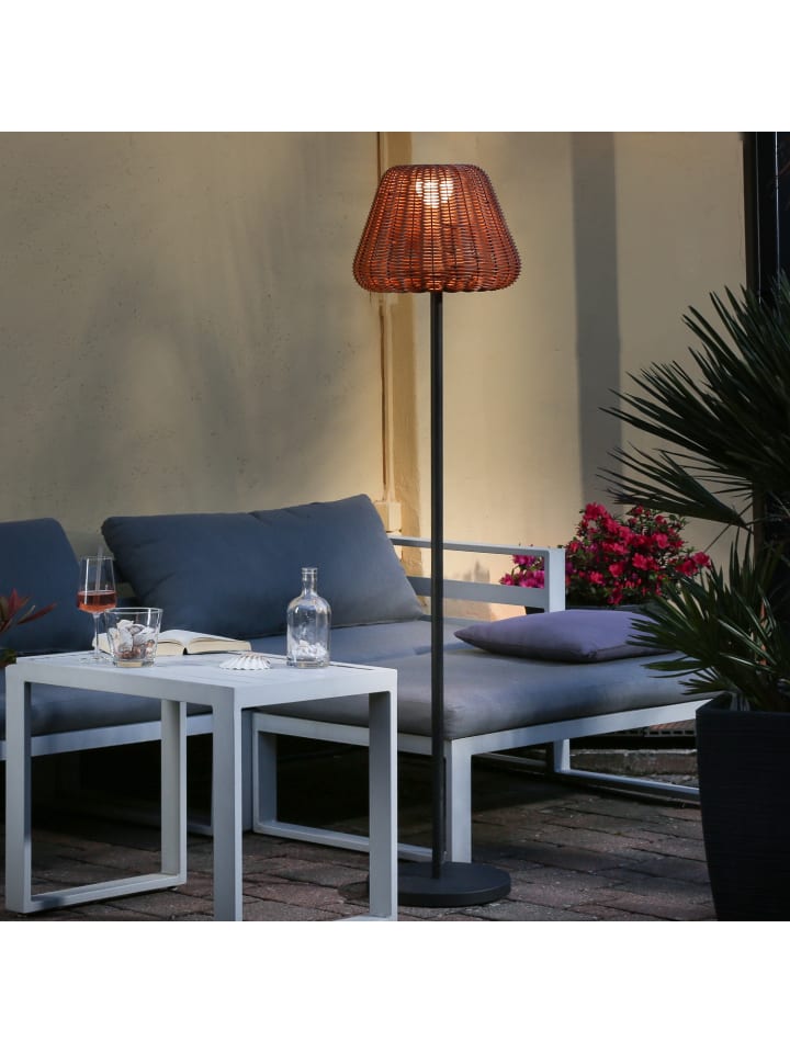 MARELIDA LED Garten Stehlampe in Rattanoptik dimmbar aufladbar Fernb. H: 150cm in natur günstig kaufen onesize