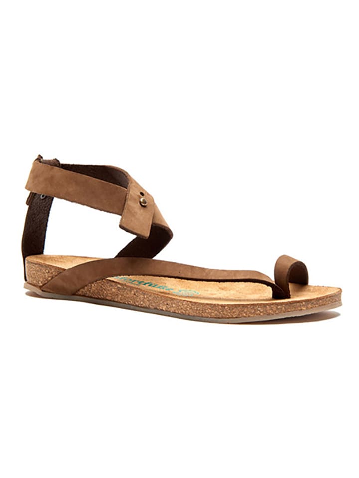 Comfortfusse Leder-Zehensandalen in Sand günstig kaufen