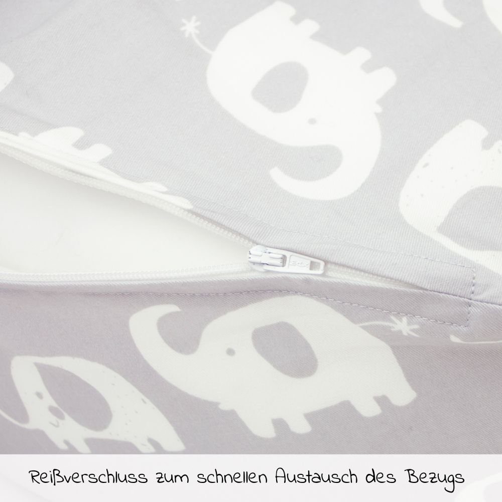 Theraline Stillkissen Das Komfort - Elefantenherde, 2-tlg., Lagerungskissen Schwangerschaftskissen inkl. Bezug (Baumwolle) 180 cm