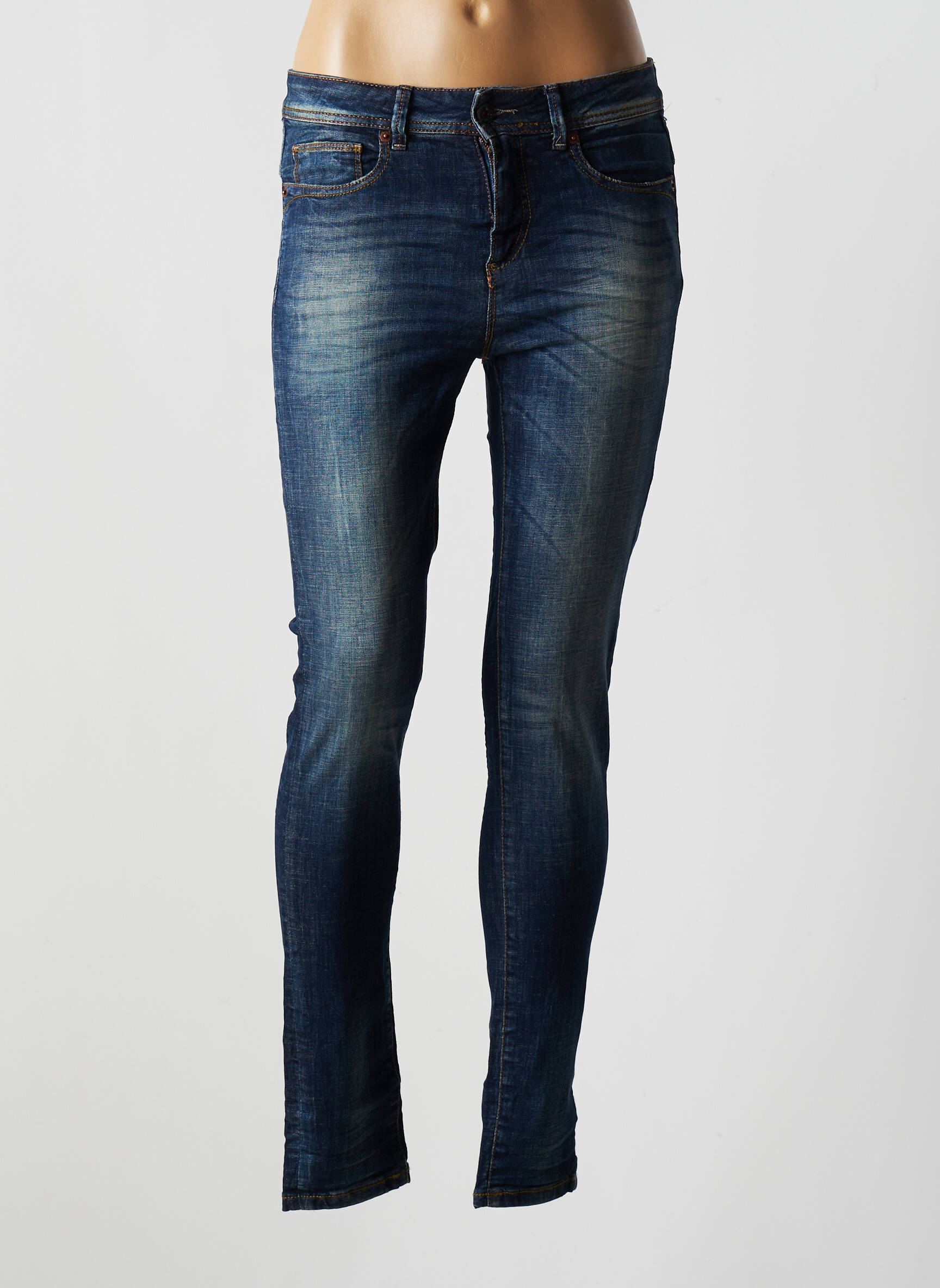 Benetton Jeans Coupe Slim Femme couleur bleu
