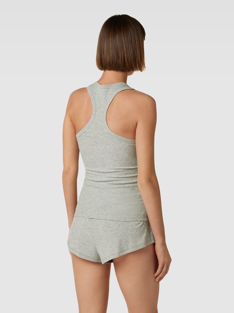 Pyjama mit Label-Stitching in hellgrau meliert