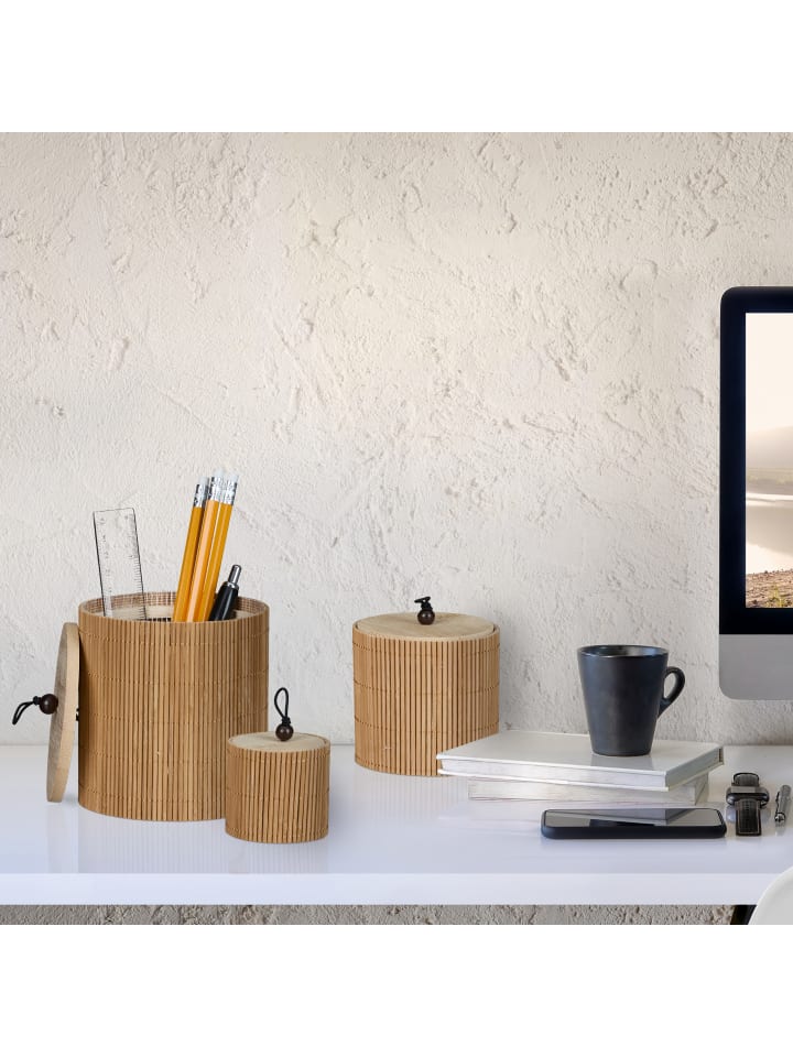 relaxdays 3-tlg. Aufbewahrungsbox in Natur günstig kaufen onesize