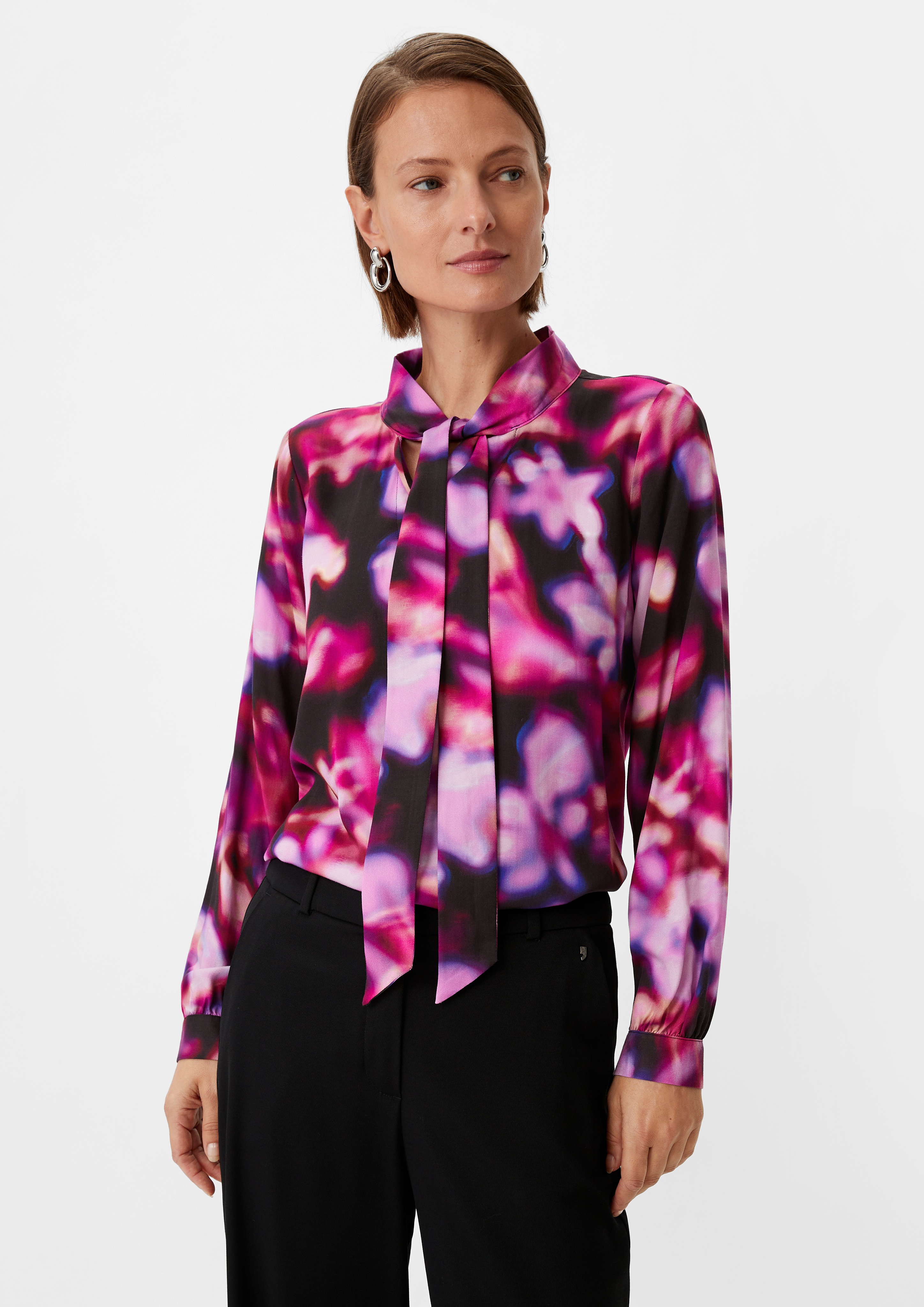Viskosebluse mit Schluppe - fuchsia