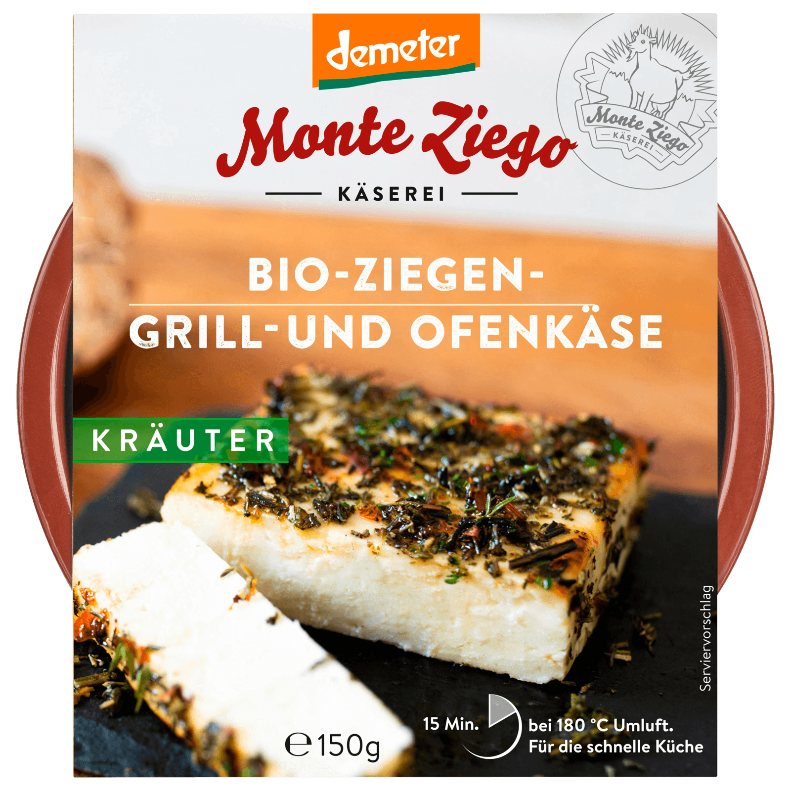 Monte Ziego Bio-Ziegen-Grill- und Ofenkäse Kräuter 150g