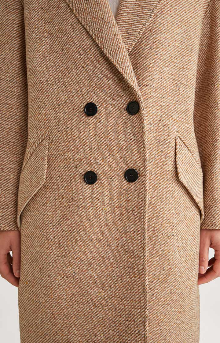 Wool-Mix-Mantel in Braun/Ecru