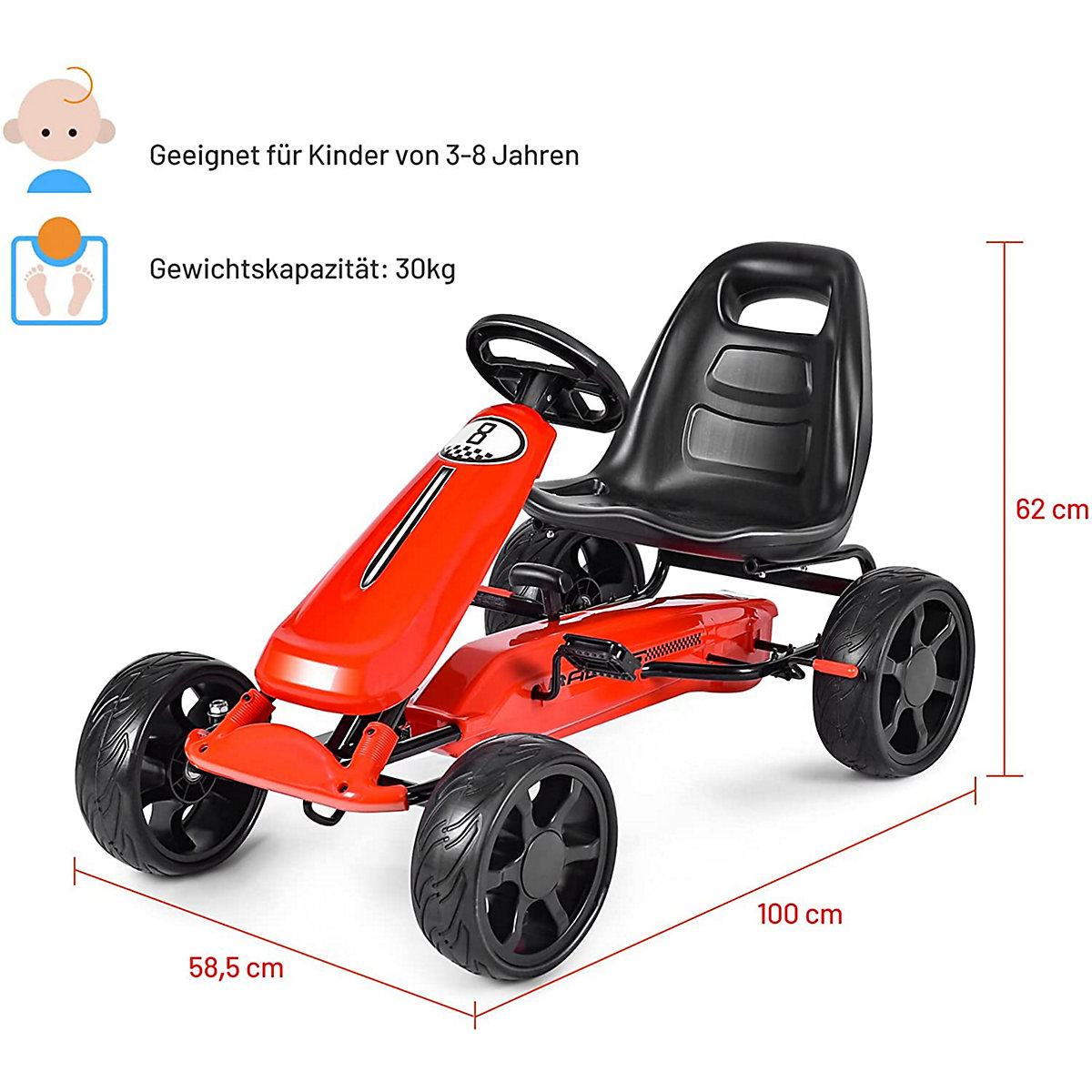 Gokart Sitz verstellbar mit EVA-Rädern