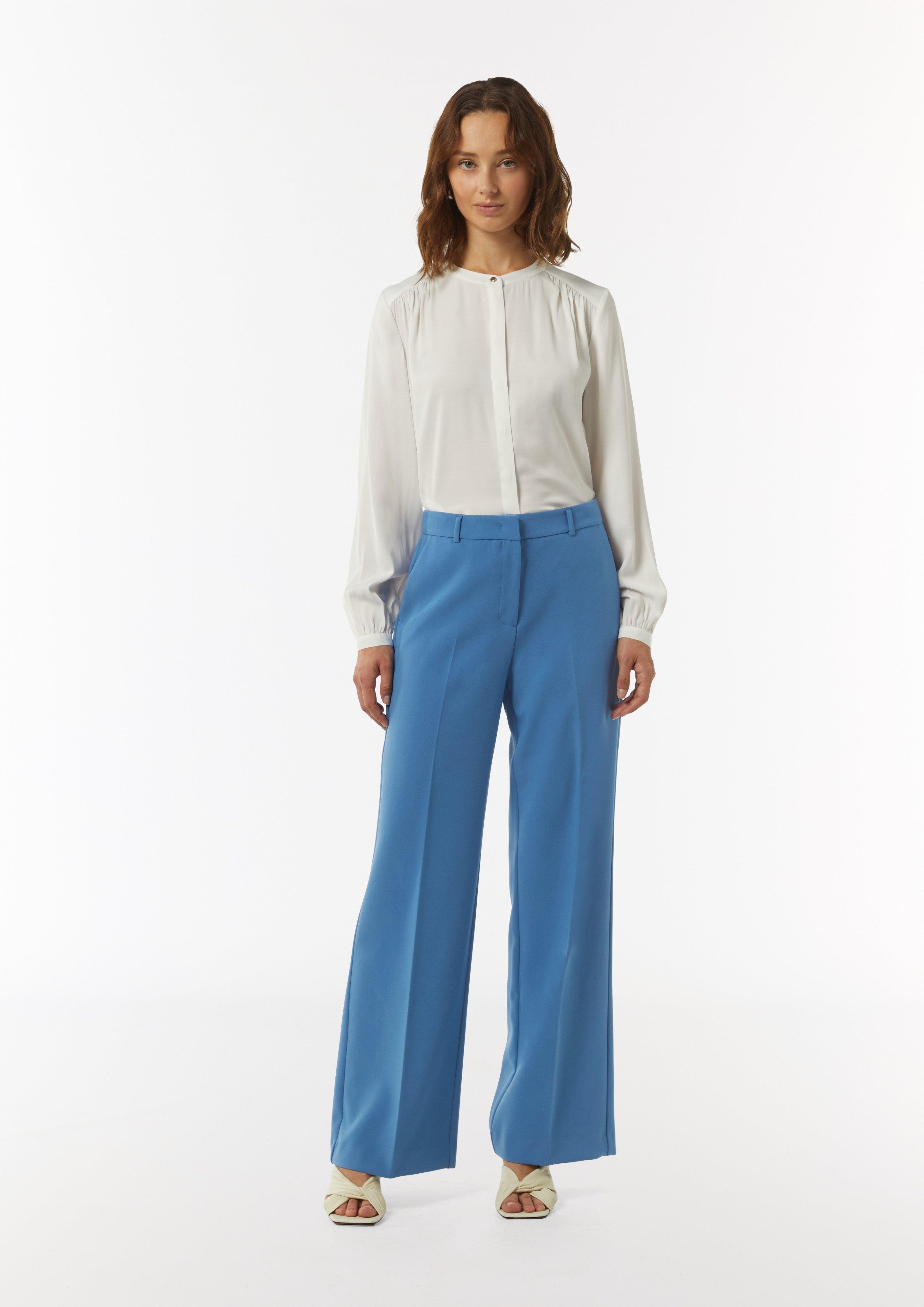 Marlenehose mit Bundfalten - blau