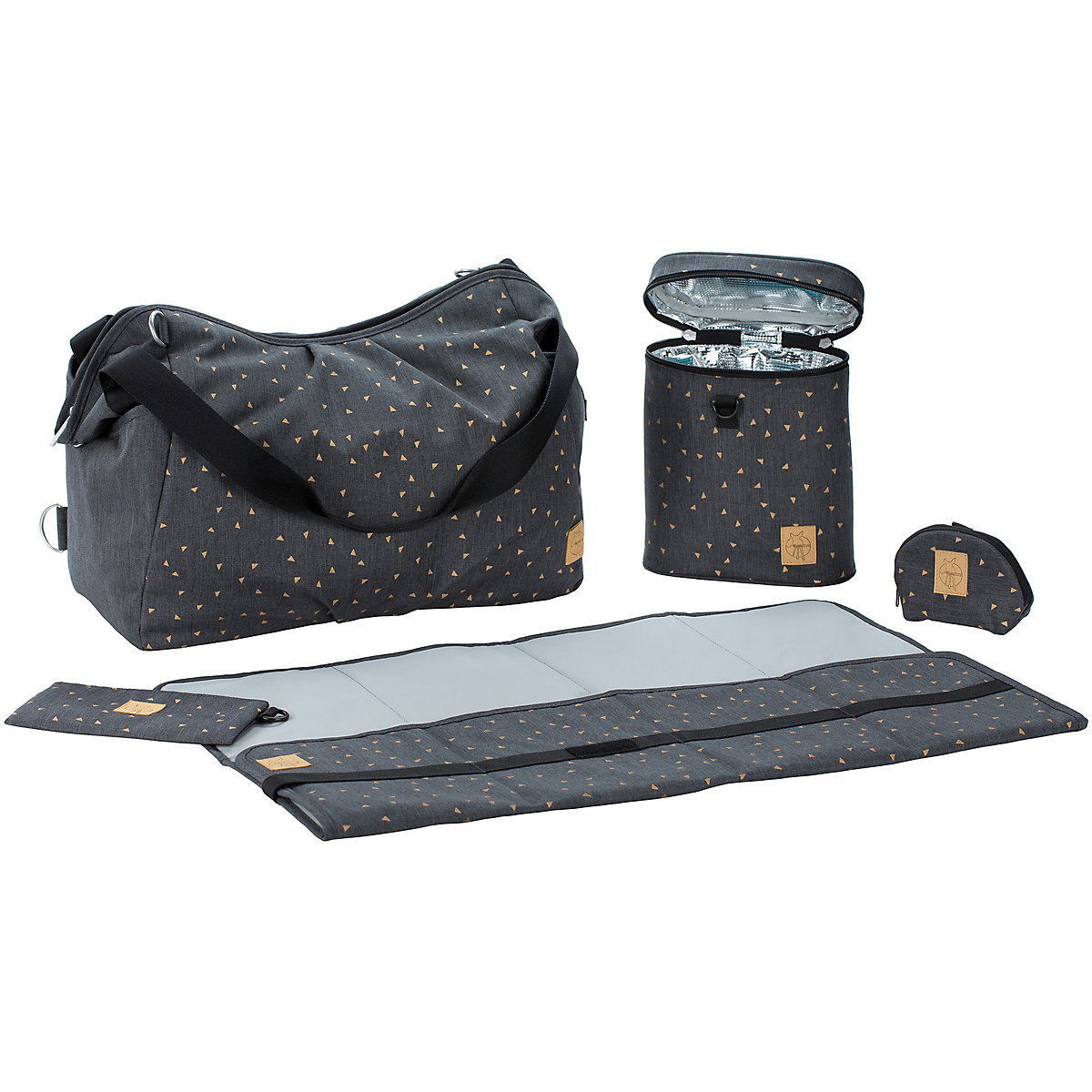 Wickeltasche Zwillinge Casual Twin Bag Triangle dark grey, inkl. Zubehör & Wickelunterlage