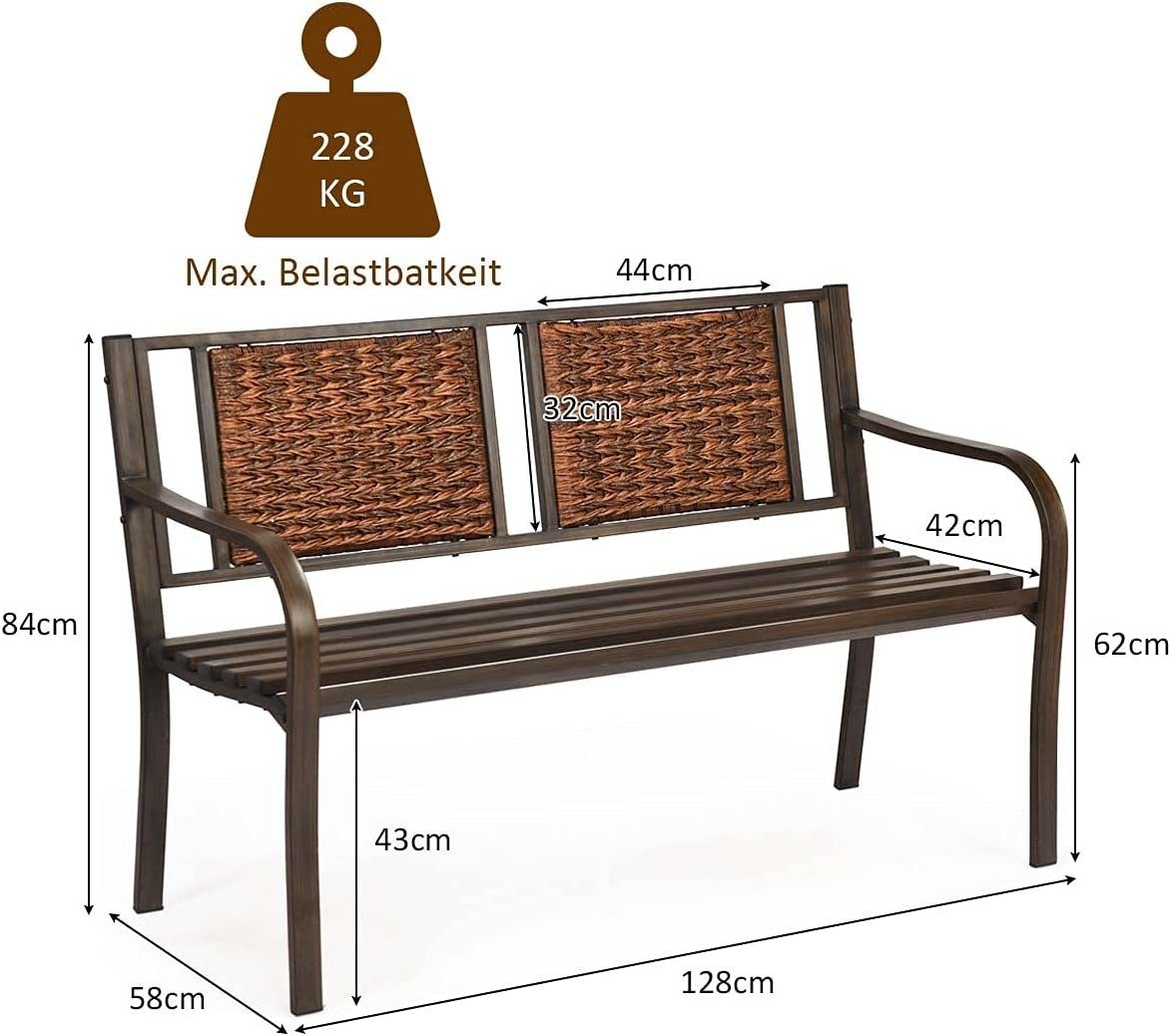 KOMFOTTEU Gartenbank 2-3 Sitzer Sitzbank, 128 x 58 x 84 cm