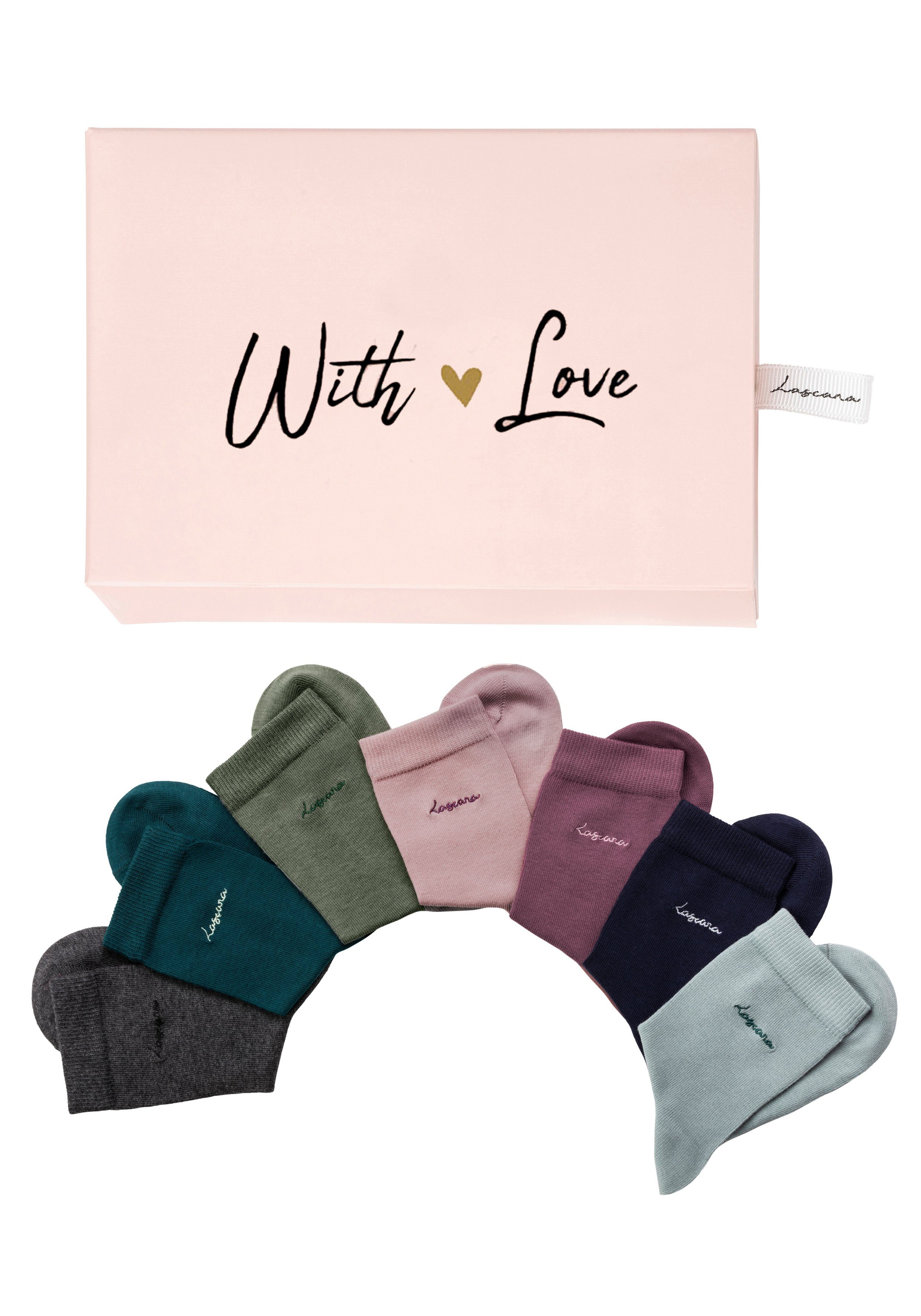 LASCANA Basicsocken (Set, 7-Paar) mit hochwertiger Logo Stickerei