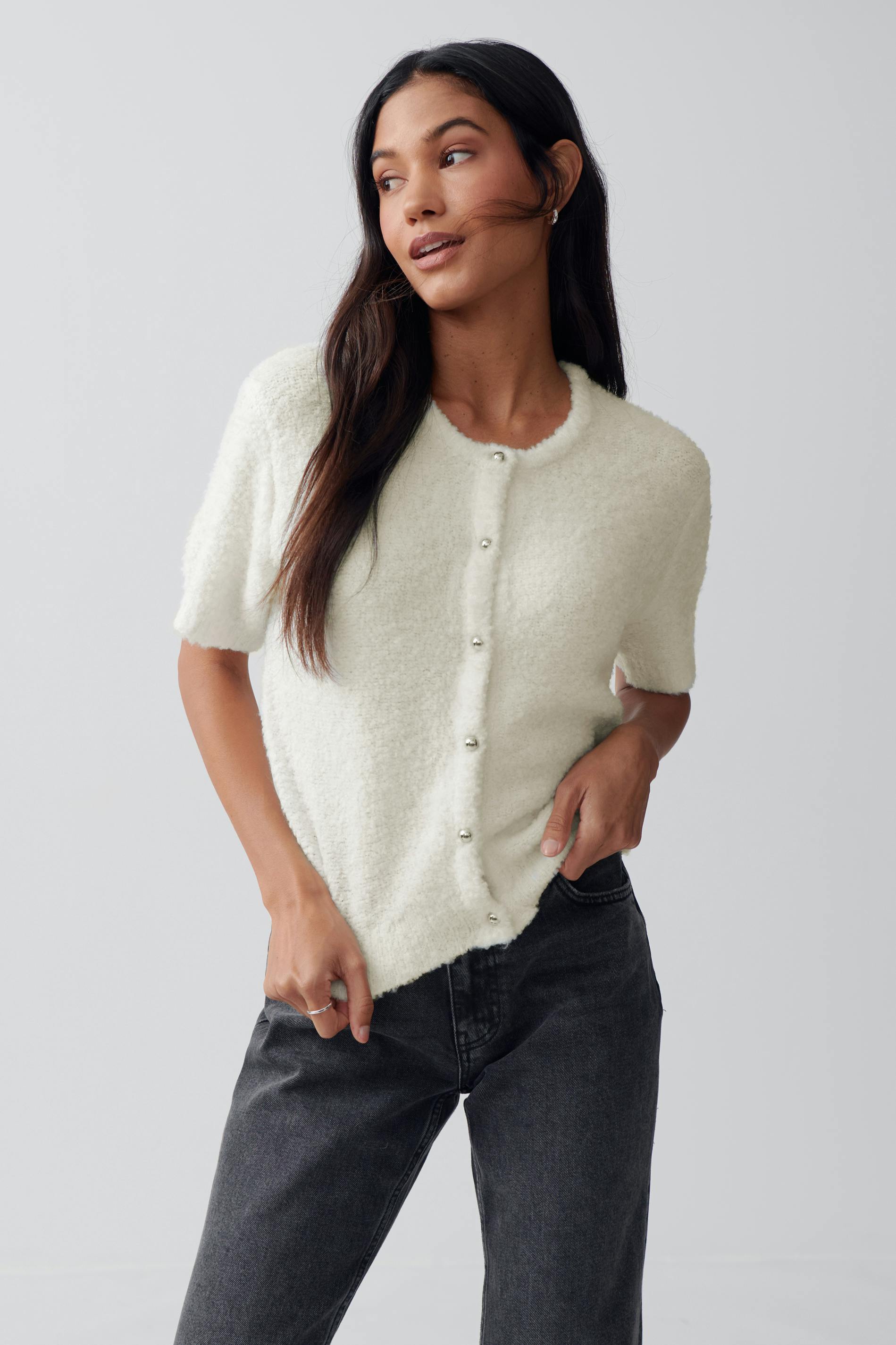 Knitted boucle cardigan
