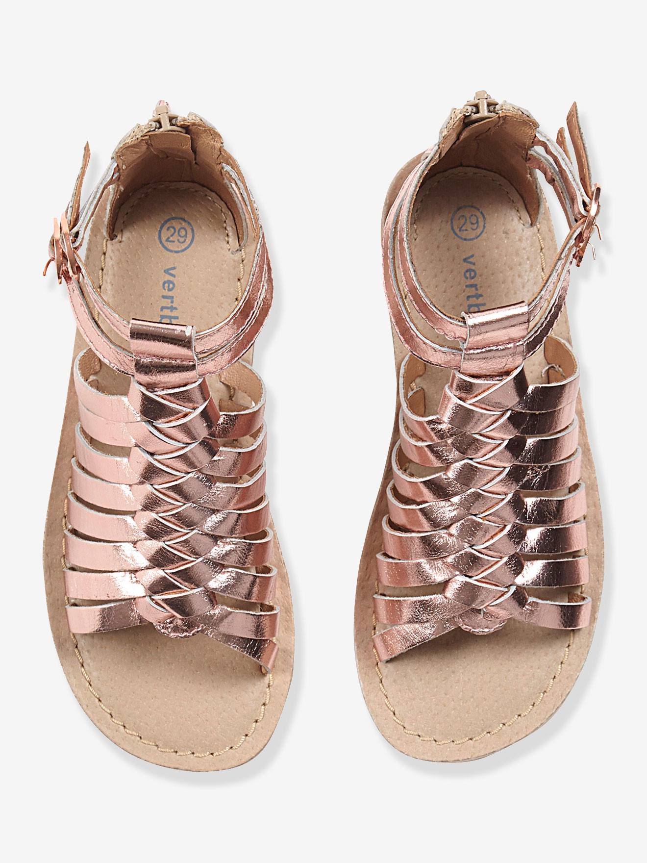 Sandales fille en cuir noir