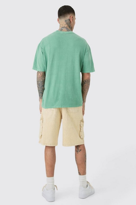 Tall grünes Worldwide Baseball T-Shirt