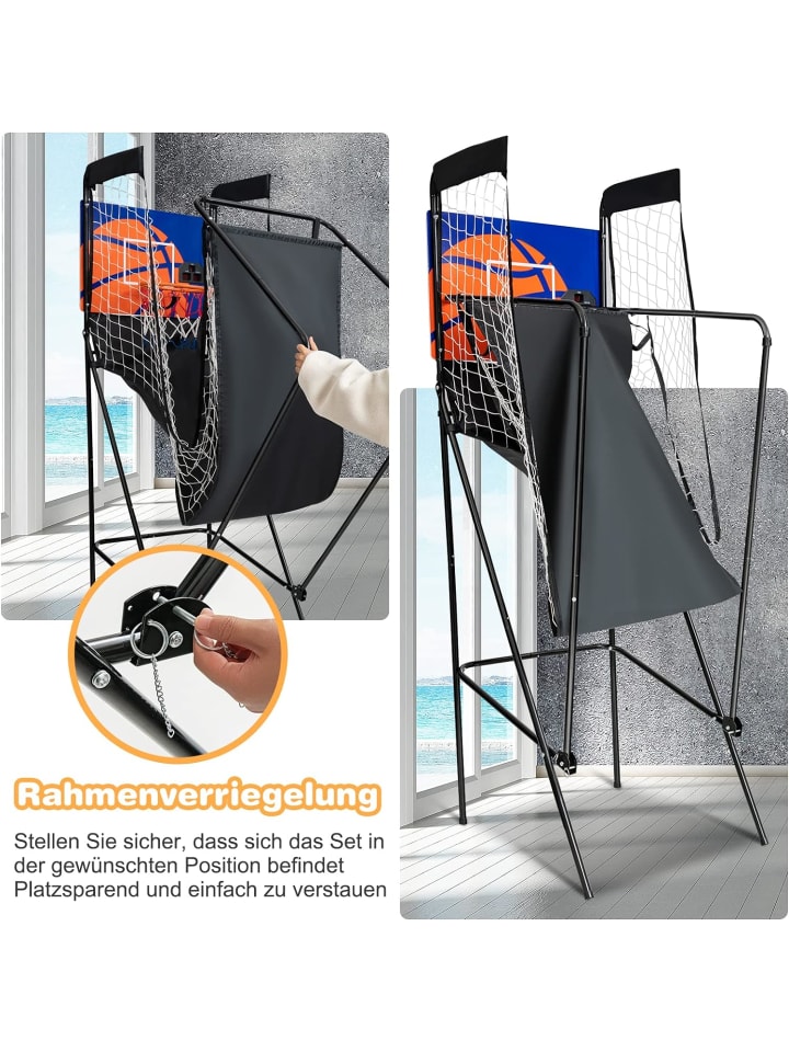 COSTWAY Arcade-Basketballspiel in Schwarz günstig kaufen 90 x 60 cm