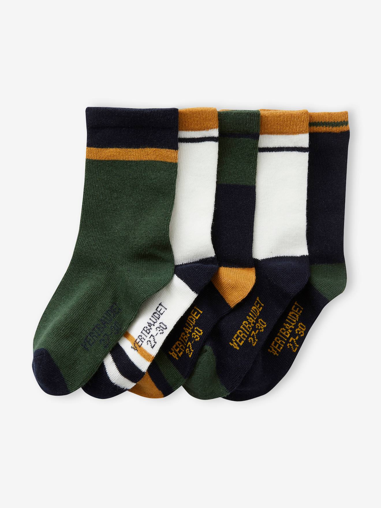 Lot de 5 paires de chaussettes colorblock garçon bordeaux