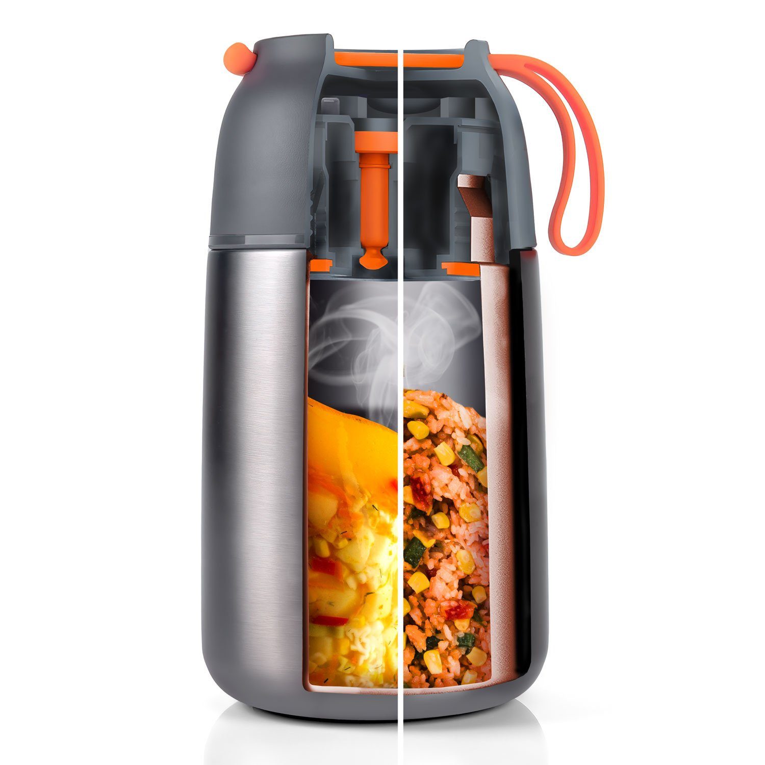 Dimono Thermobehälter Warmhaltebehälter, Edelstahl, (to-Go Lebensmittelbehälter, Essensbehälter für unterwegs)