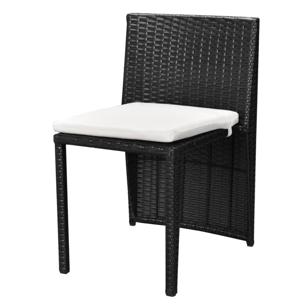 vidaXL Gartenlounge-Set 3-tlg. Bistro-Set mit Auflagen Poly Rattan Schwarz, (3-tlg)
