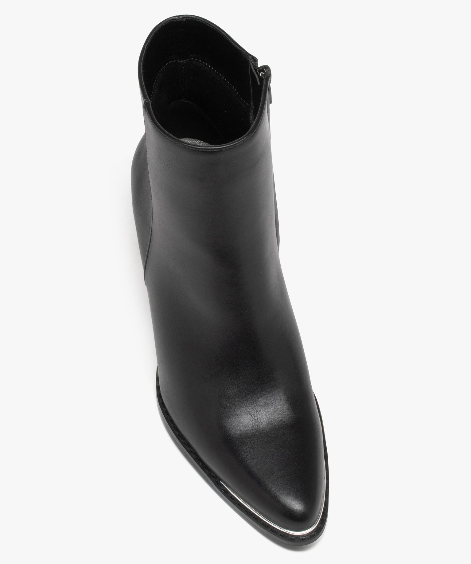 Boots femme unies à talon haut carré et bout pointu à lis... noir | GEMO