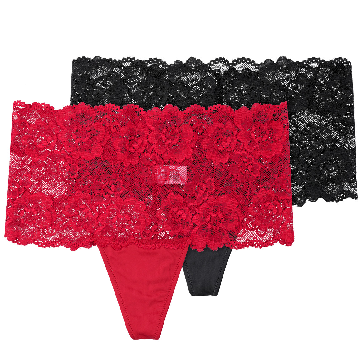 2 Damen Strings aus floraler Spitze