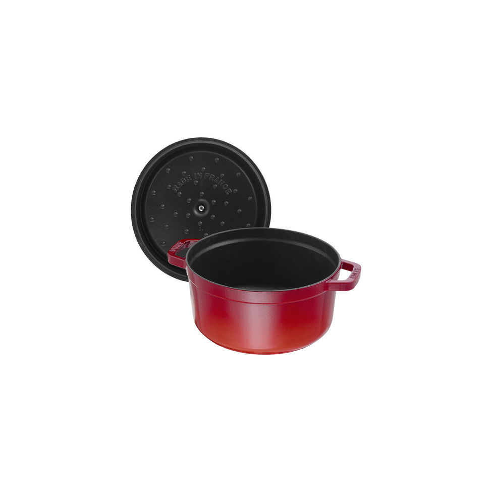 Cocotte 22 cm, rund, Kirsch-Rot, Gusseisen