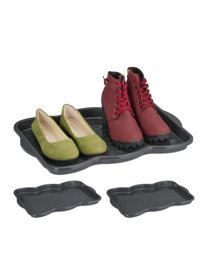 relaxdays 3 x Schuhabtropfschale in Grau - (B)48 x (H)3 x (T)34 cm günstig kaufen onesize