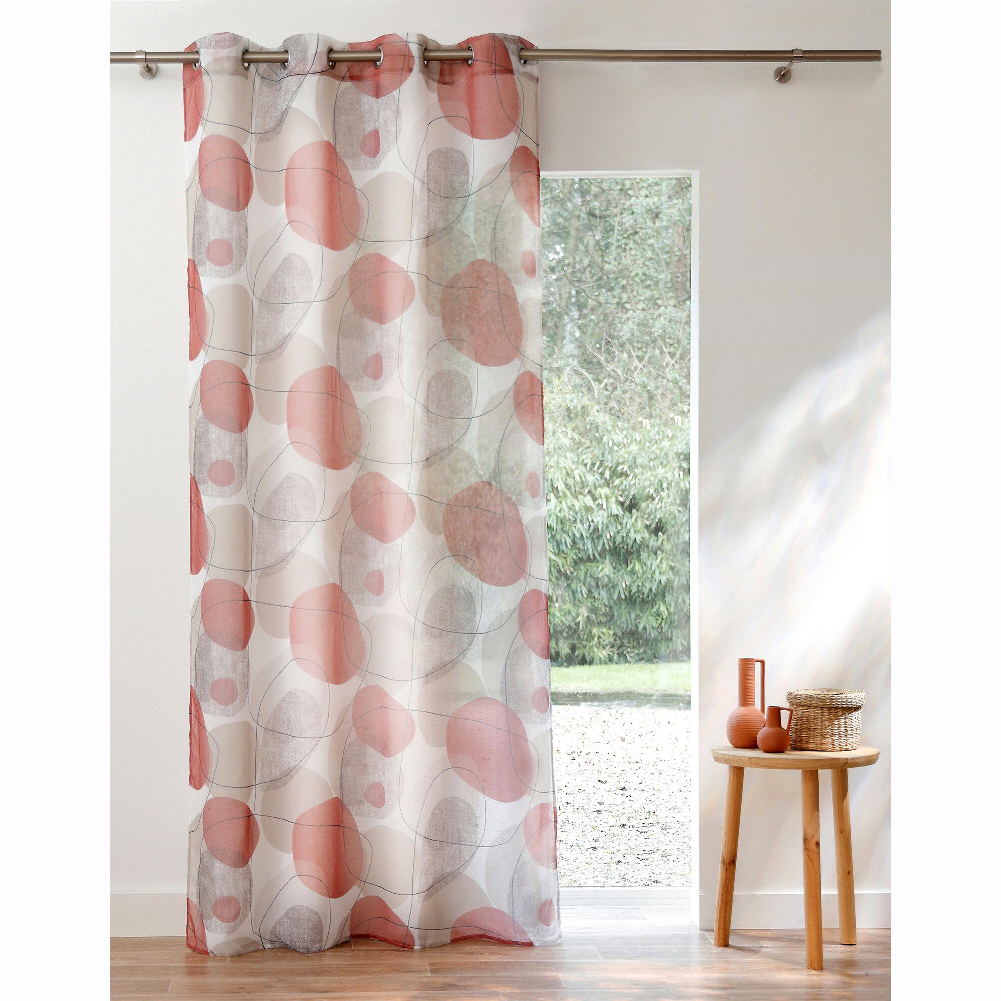 Panneau voile finition oeillets motif galets