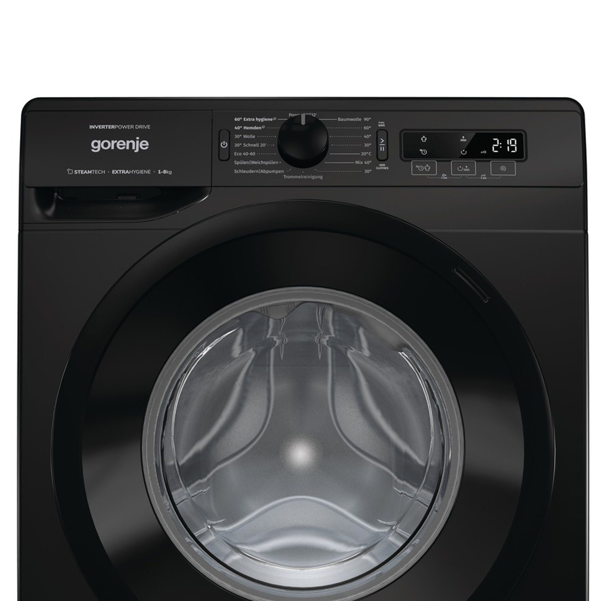 GORENJE Waschmaschine WNPI84APSB, 8,00 kg, 1400 U/min, AquaStop, LED Display, 16 Programme