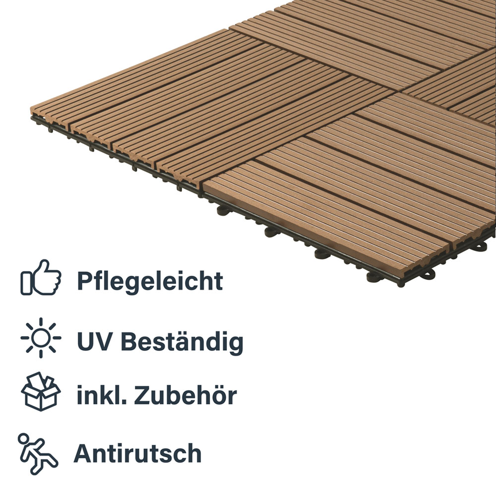 Home Deluxe WPC Holzfliesen BAVARO Teak 3 m²