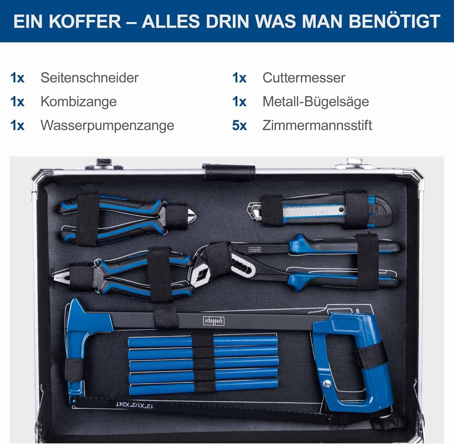 Scheppach 5909330900 TB200 Werkzeugkoffer, 141-teilig