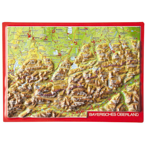 RELIEFPOSTKARTE BAYERISCHES OBERLAND