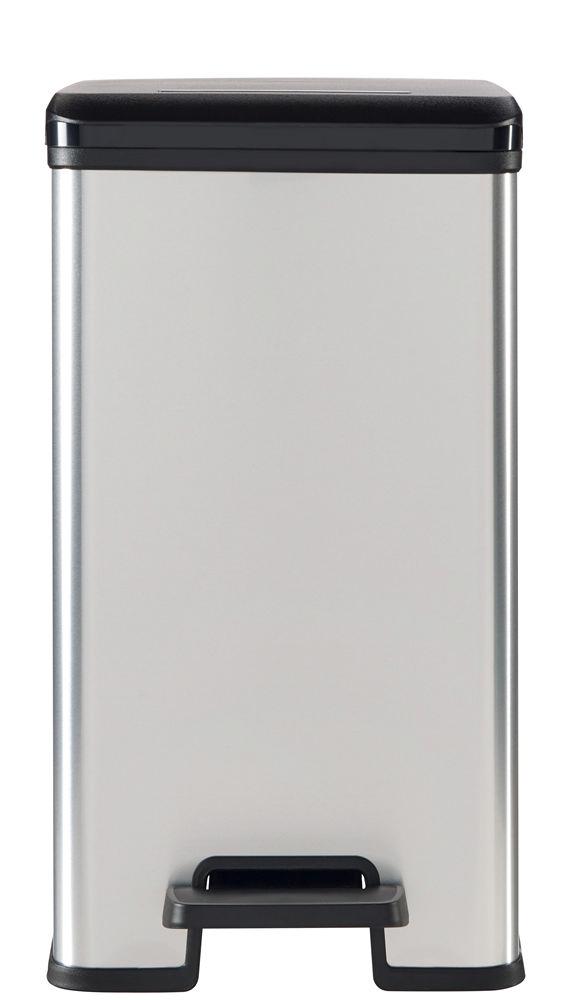 Curver DECO SLIM BIN Abfalleimer 25L mit Fußpedal silber metallic