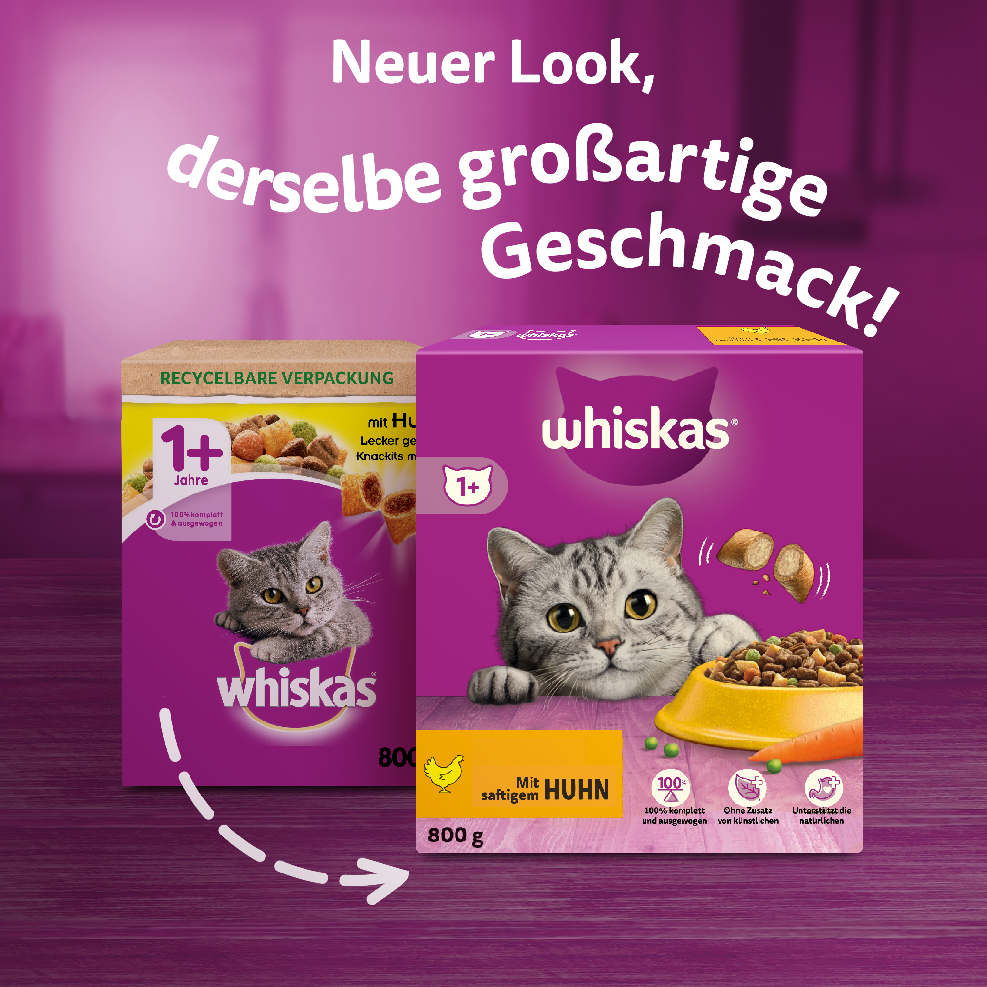 Whiskas Trockenfutter Whiskas 1+ Adult Trockenfutter 800g Huhn