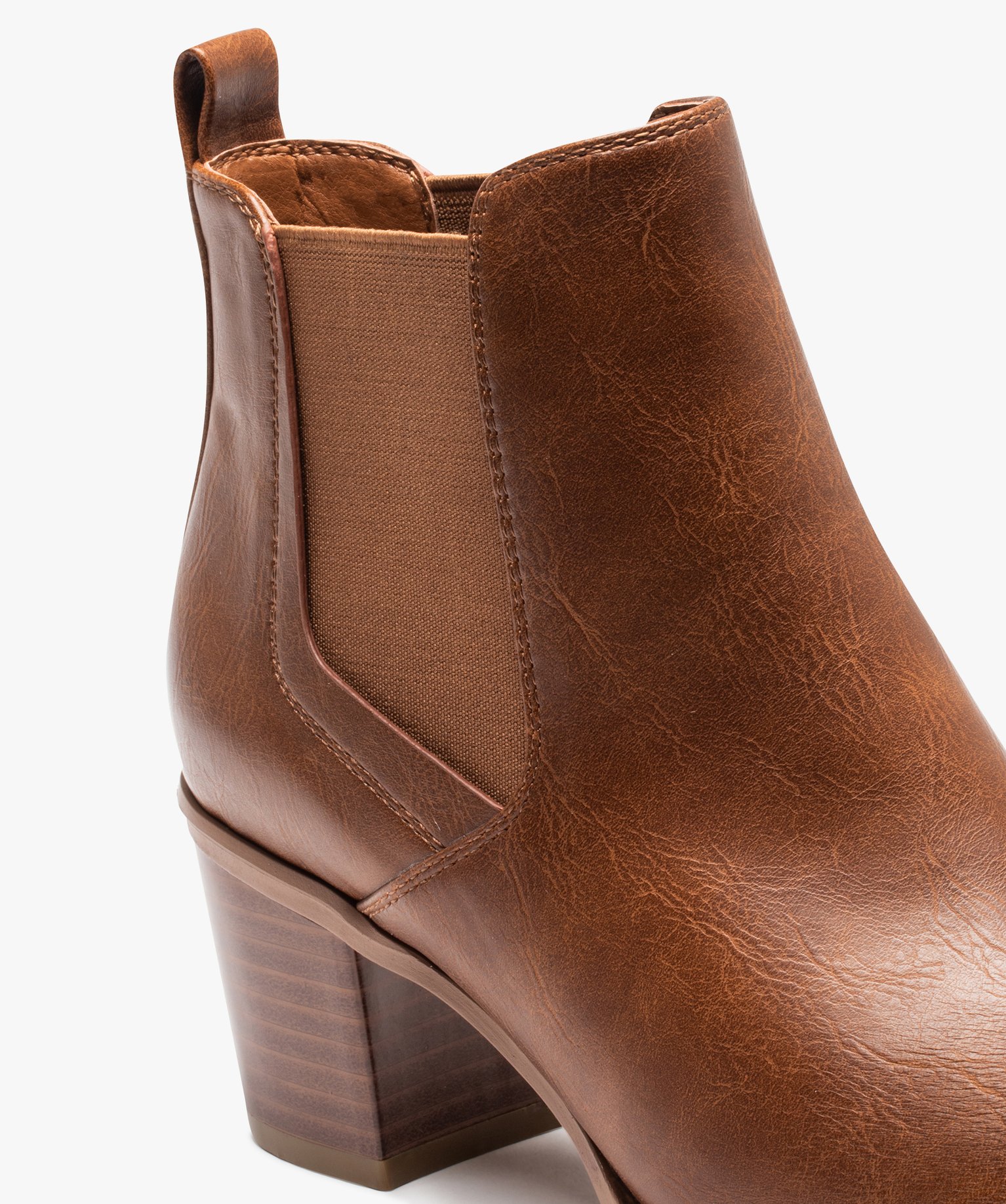 Boots femme unies à talon moyen style Chelsea camel | GEMO