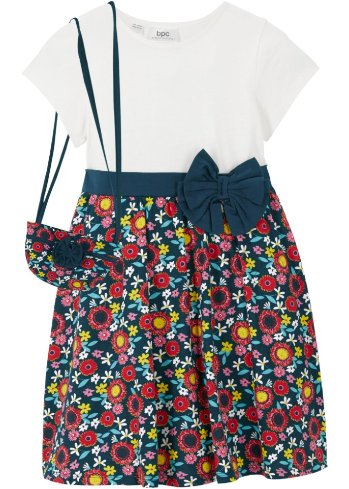 Mädchen Shirtkleid + Tasche (2-tlg. Set) aus Bio-Baumwolle