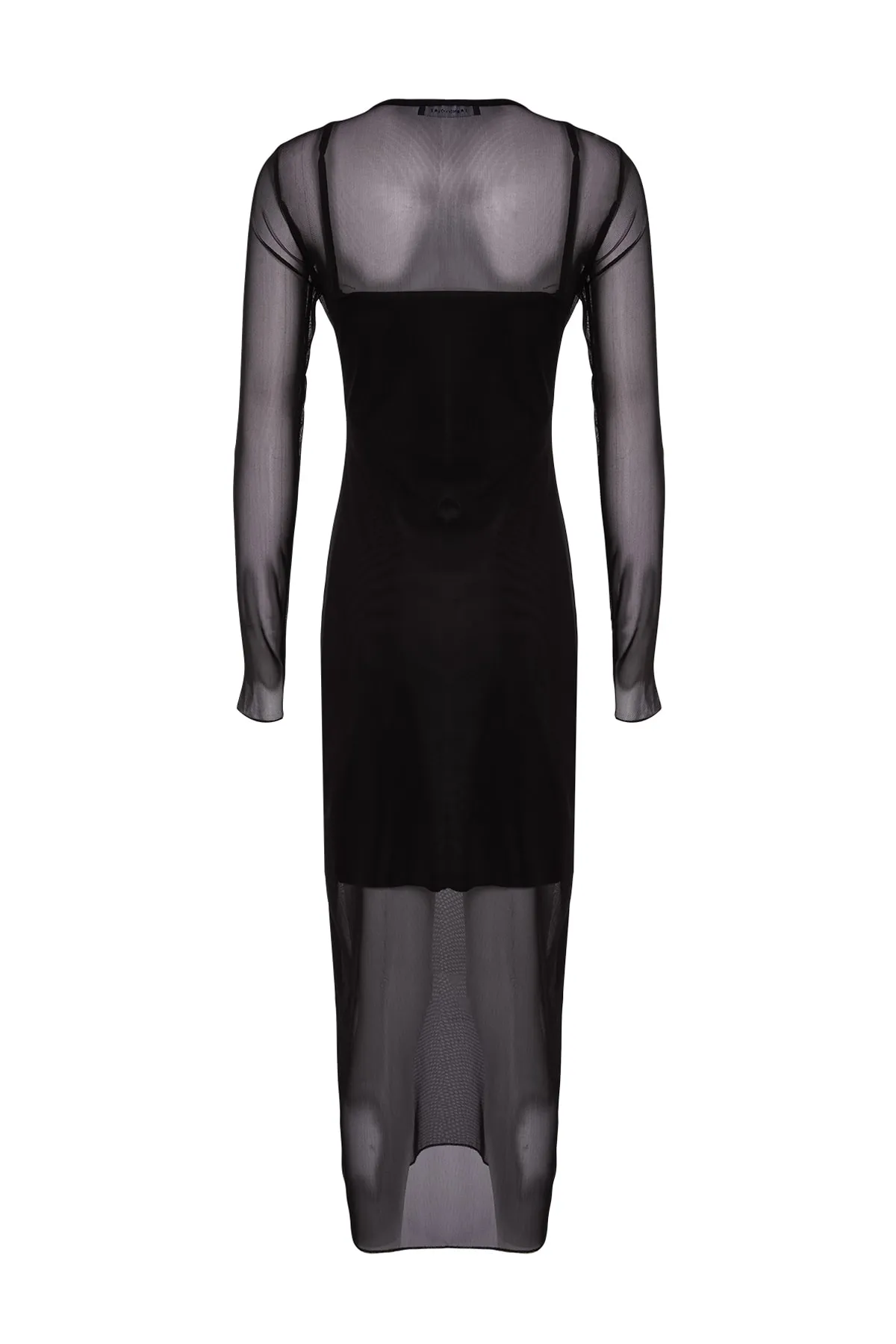 Trendyol Collection  Schwarzes, mit Tüll gefüttertes, figurbetontes Midi-Strickkleid TWOAW24EL00164
