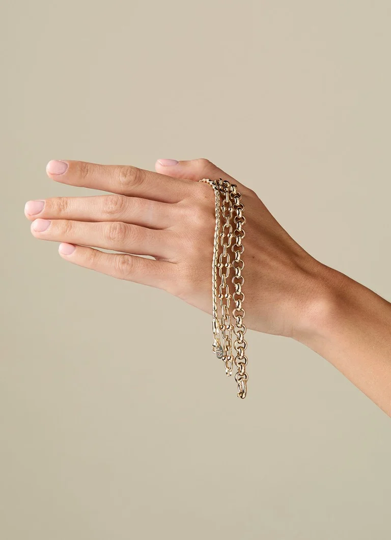 Diamond Point  Geelgouden schakelarmband Timeless Treasures 19 cm