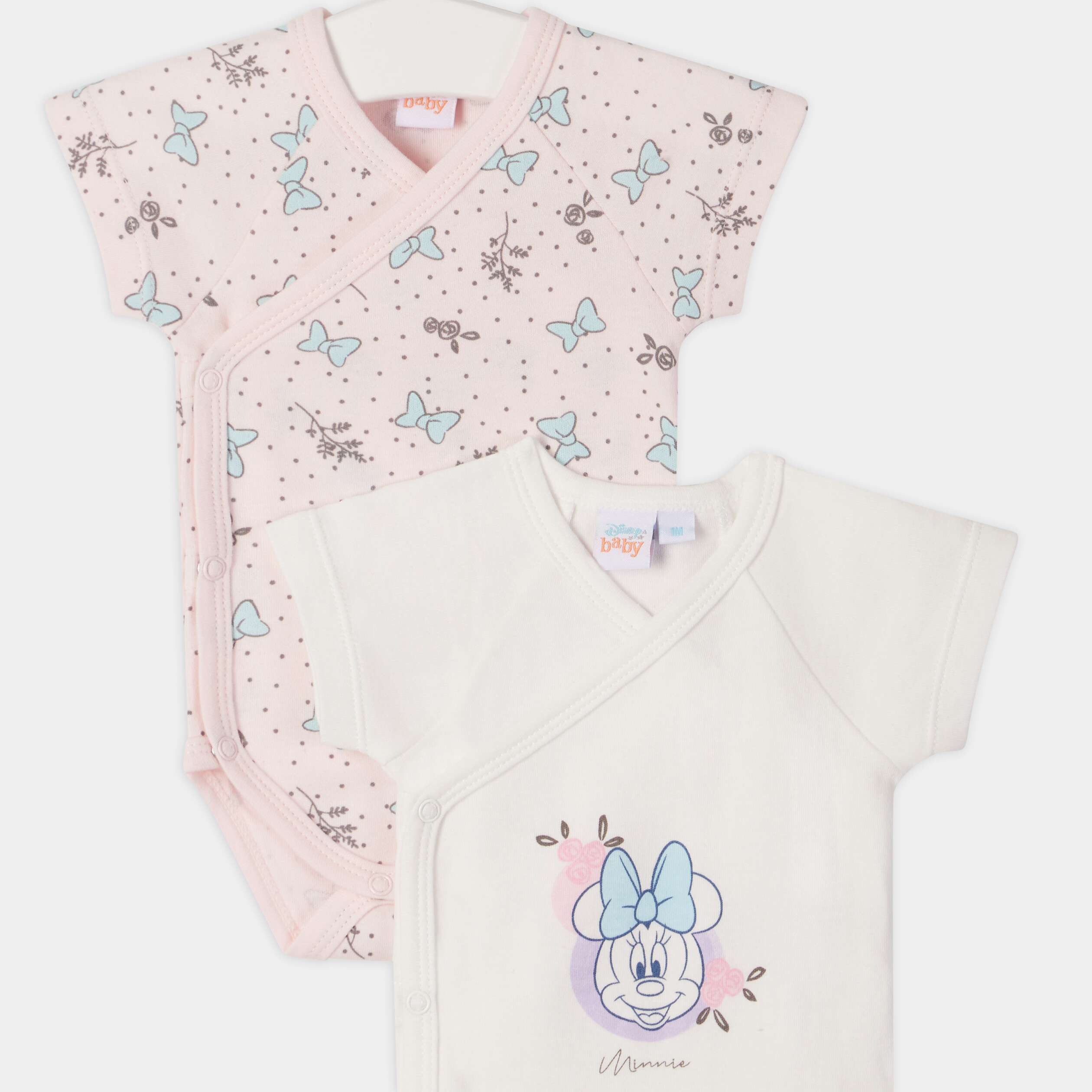 Lot 2 bodies Minnie rose clair bébé fille | La Halle