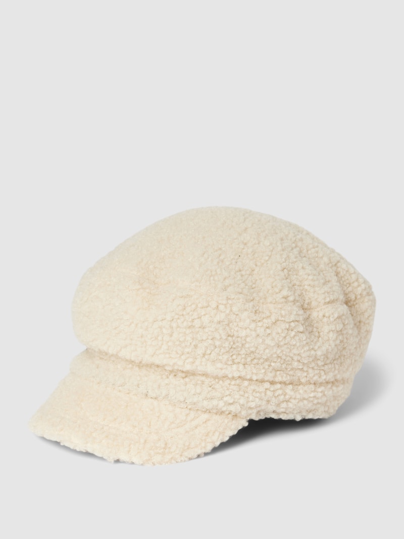 Mütze aus Teddyfell mit verstärktem Schirm in beige