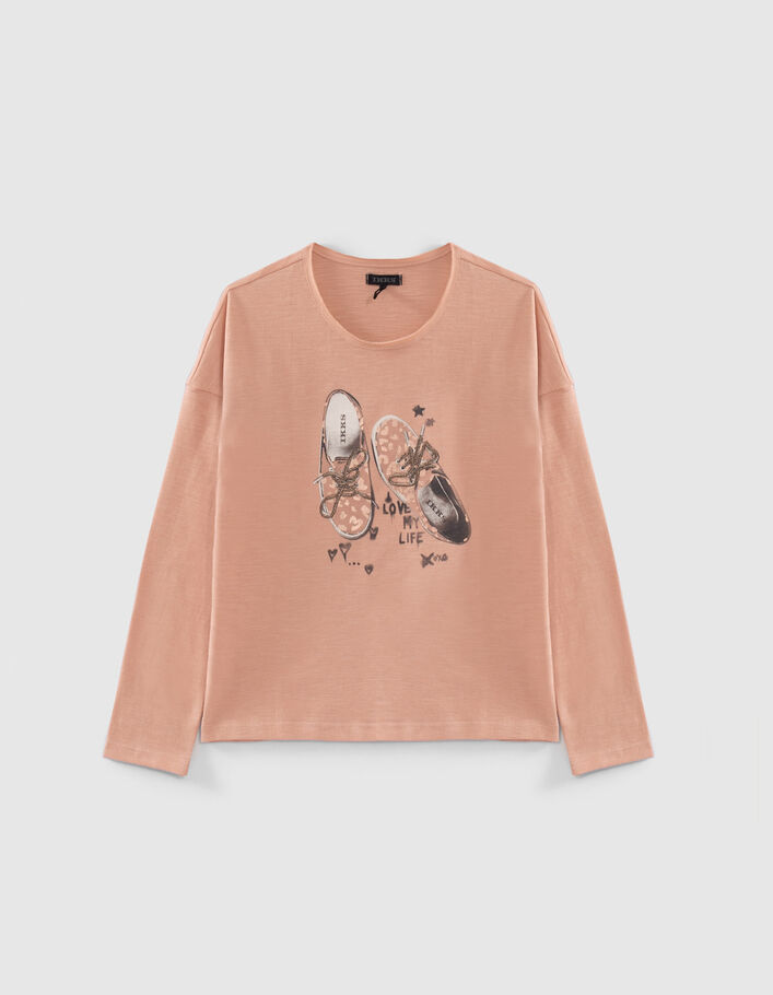 T-shirt rose visuel tennis à lacets brodés fille