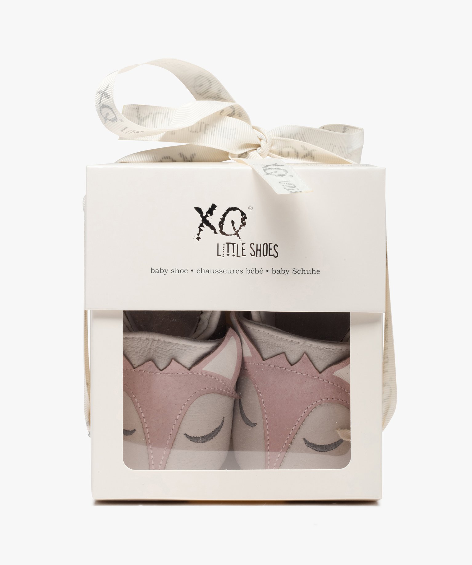 Chaussons de naissance bébé en cuir motifs animaux rose | GEMO