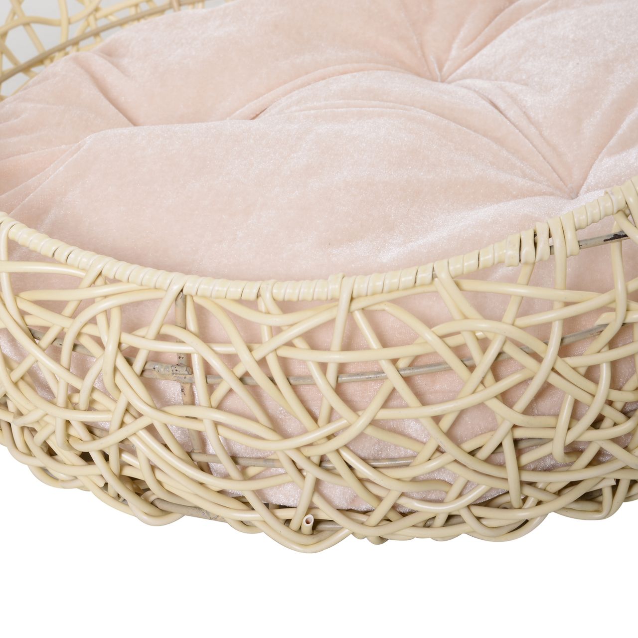 PawHut Katzenbett aus Rattan mit Kissen Katzenhöhle Hundehütte Beige Ø56 x 35 cm