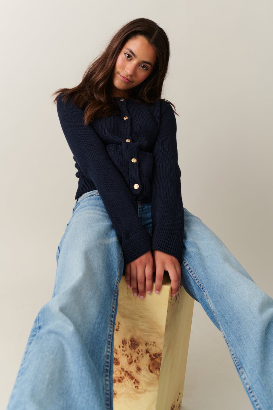 Y knitted button cardigan