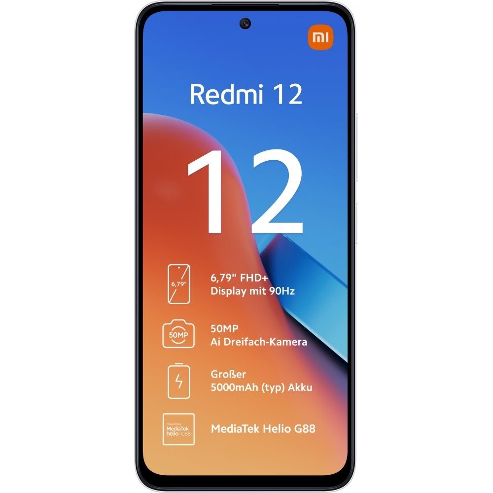 Xiaomi Redmi 12 256 GB / 8 GB - Smartphone - polar silver Smartphone (6,8 Zoll, 256 GB Speicherplatz)